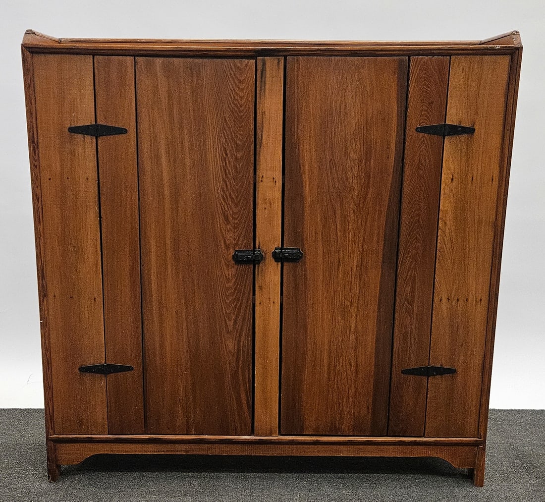 COUNTRY LOW CUPBOARD: Pine and mixed wood (2) door cupboard; 50"x50"; refinished; normal wear, G-VG