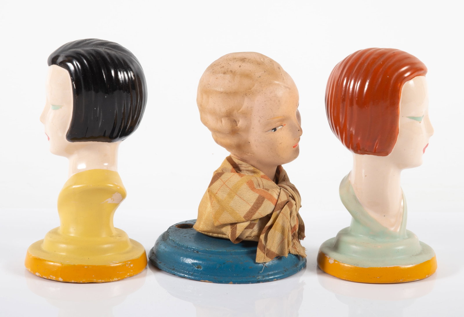 (3) DECO LADY HEAD FIGURINES - 2