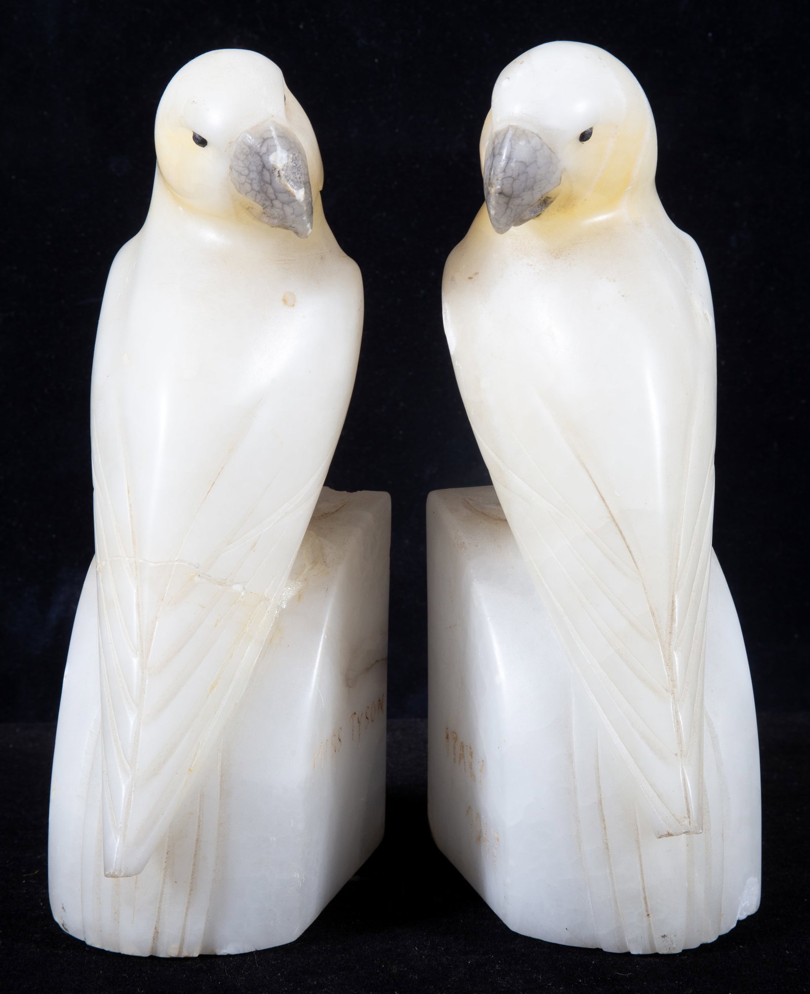 PARROT ALABASTER BOOKENDS - 3