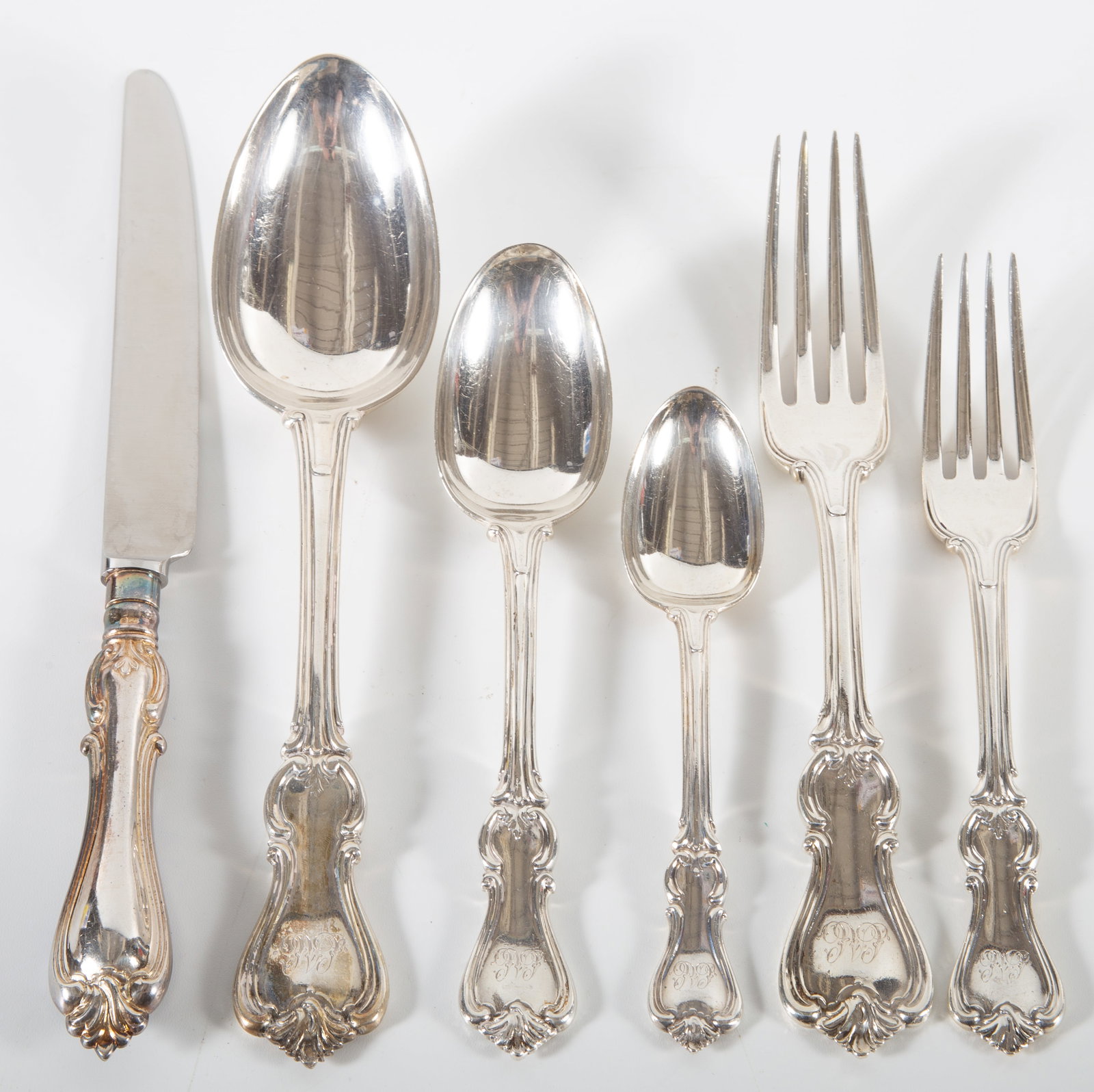 (43) PIECE ENGLISH STERLING FLATWARE SET (1 of 4)