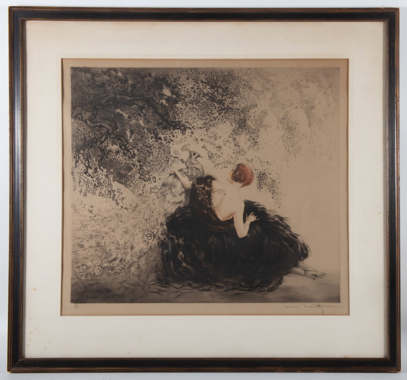 ICART LA PAON BLANC ETCHING: Signed in pencil lower right; numbered 121/150; some toning, G