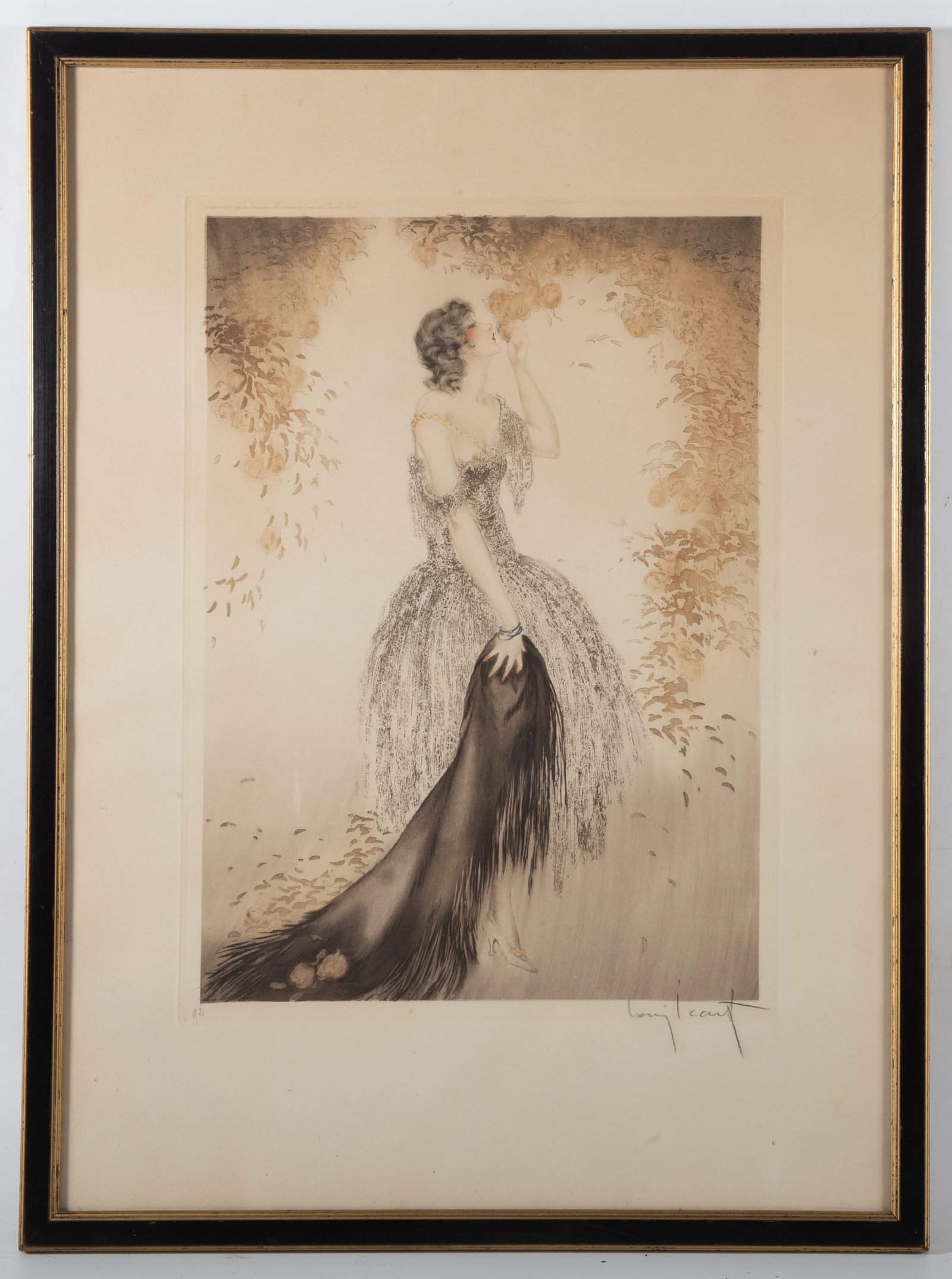 ICART "BLACK SHAWL" ETCHING: Signed in pencil lower right; number lower left 92(?); normal wear, VG