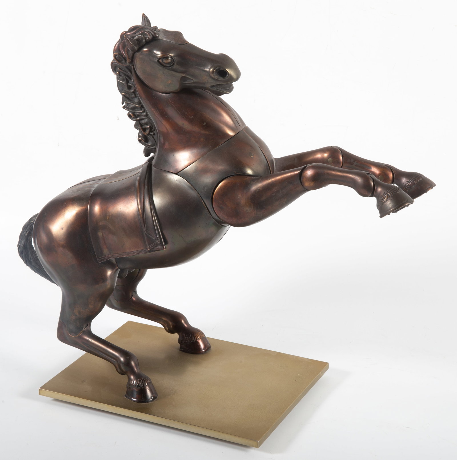 MIGUEL BERROCAL SCULPTURE: "Caballo Casinaide" - Ejemplar (N) - 577/2000; bronze rearing puzzle horse together with book/instructions; H-14"xL-17"; normal wear, VG-EX