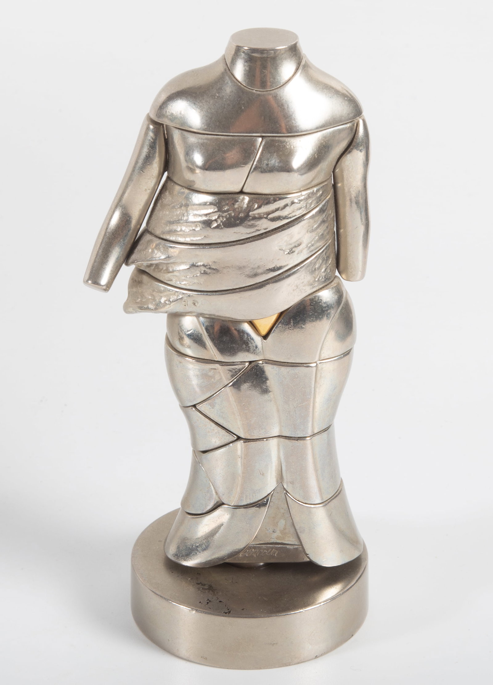 MIGUEL BERROCAL SCULPTURE: "La Mini - Cariatide"; nickel; 8157/9500; together with book/instructions; H-6"; normal wear, VG-EX
