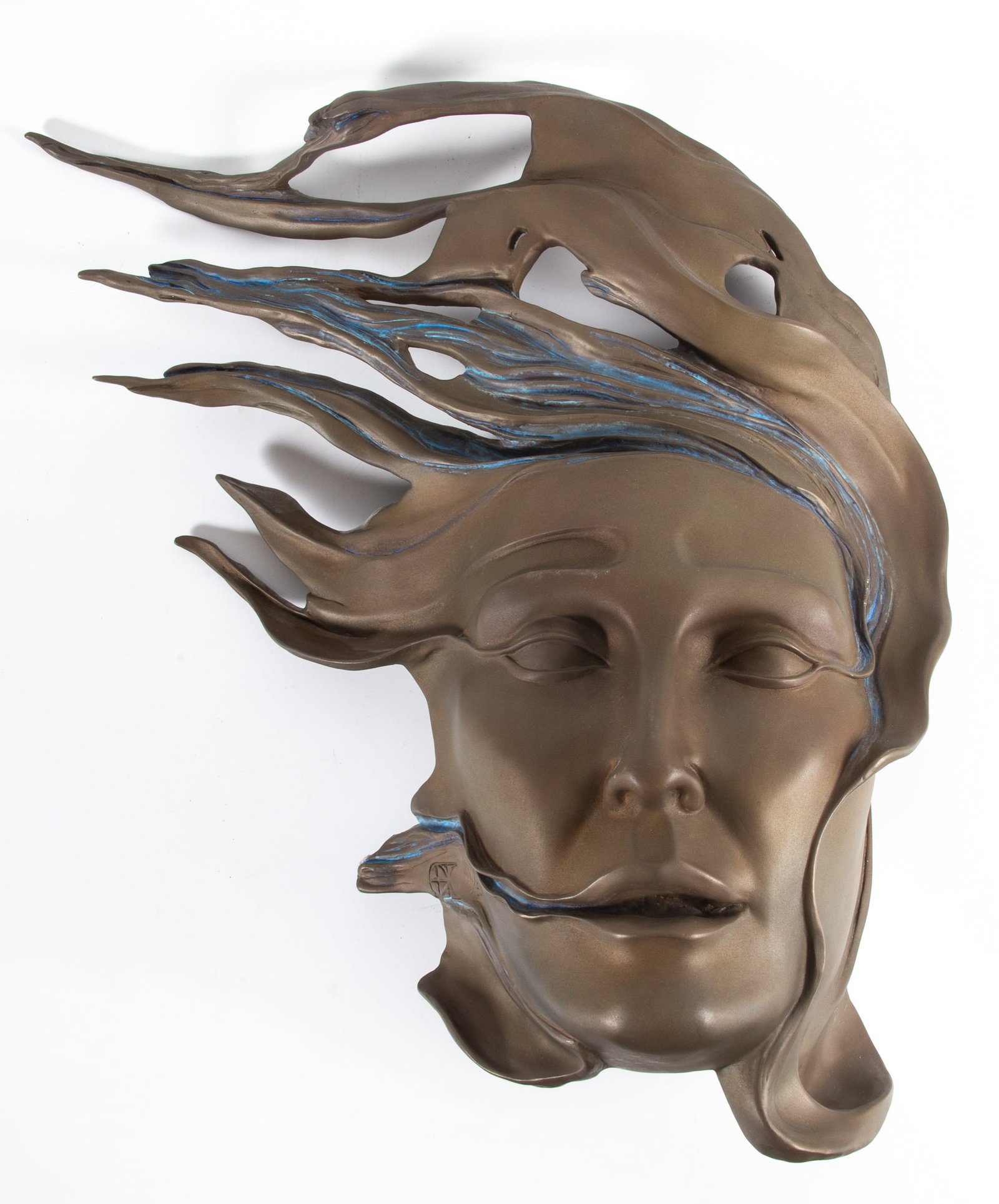 HELOISE CRISTA BRONZE: "Fragment of Awakening"; dimensional wall plaque; Crista was apprentice of F.L. Wright; H-18"xW-13"; normal wear, VG-EX