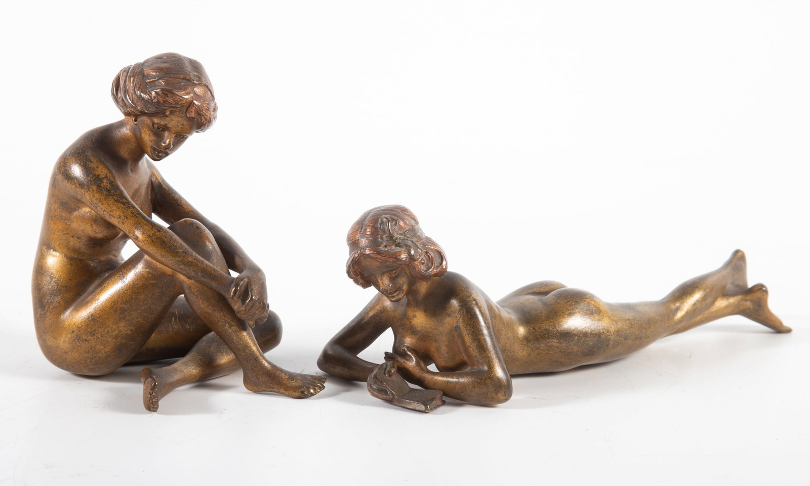 (2) AUSTRIAN BRONZE NUDES: Both signed "Austria" and "B.Altman", tallest 3 1/2",longest 6", wear, G-G+