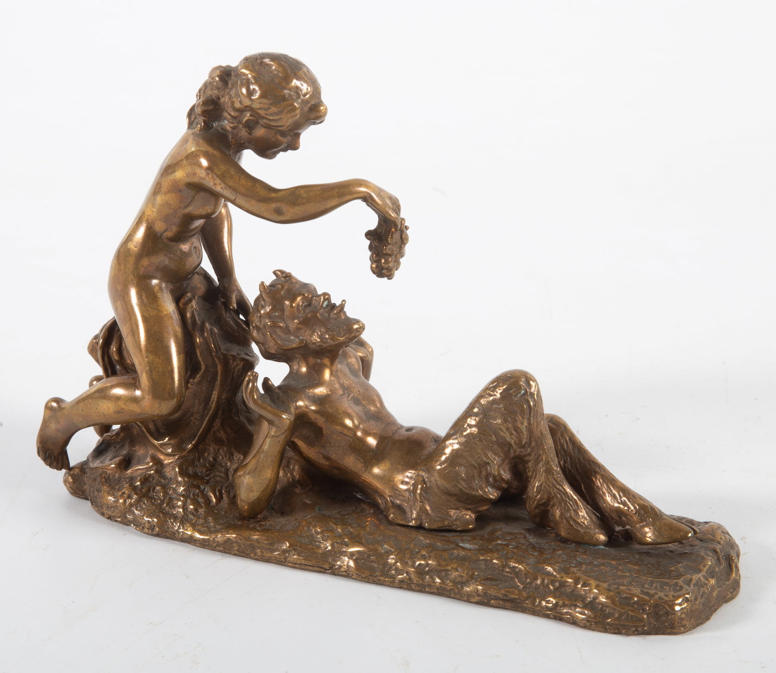 (2) PIECE EROTIC AUSTRIAN BRONZE: Saytr and nude woman (different poses), signed N. Greb, looks polished, 4"x4", normal wear, G-VG