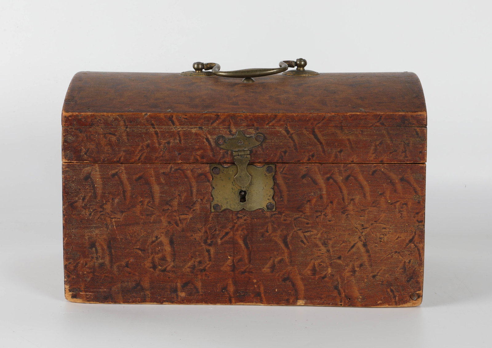 GRAIN PAINTED DOCUMENT BOX: Painted wood with dome top, H-8"xL-11", normal wear, G-VG
