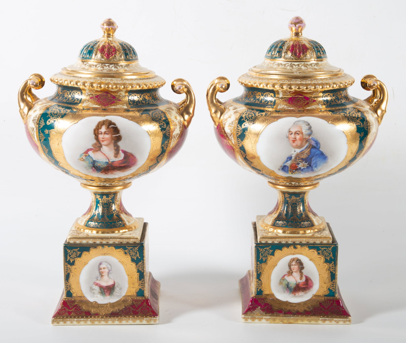 PAIR OF AUSTRIAN LIDDED URNS (1 of 7)