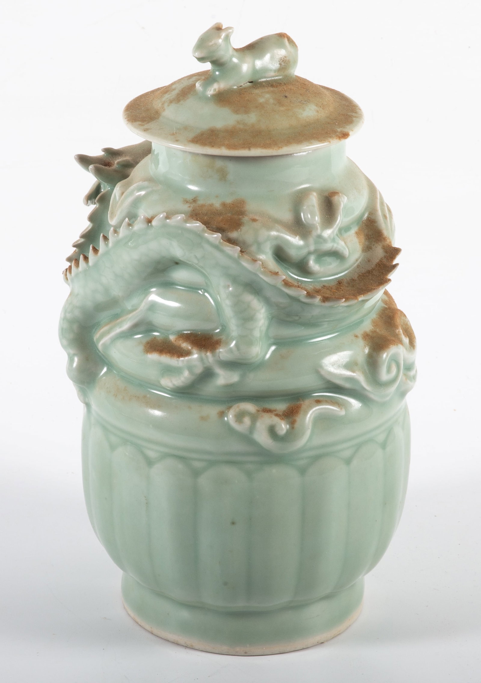 CELADON COVERED JAR - 2