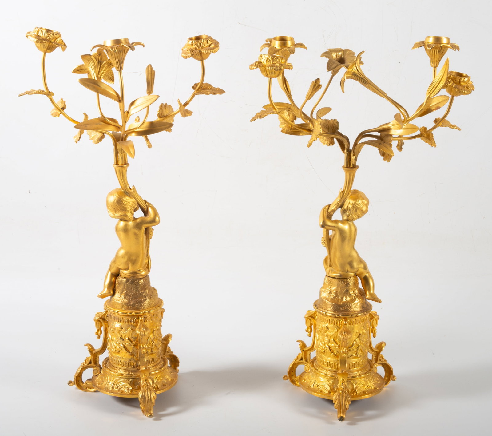 GILT BRONZE CANDELABRA - 6