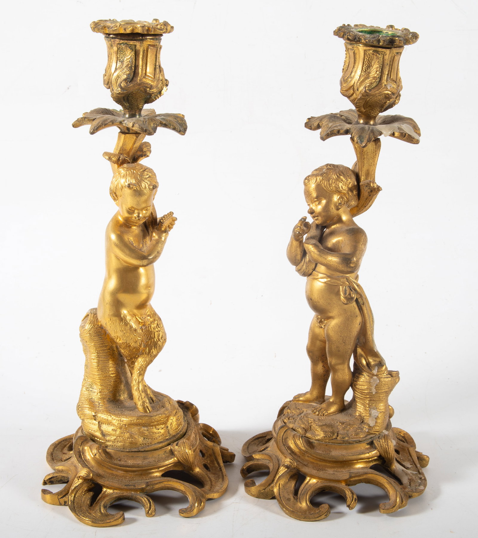 BRONZE CHERUB CANDLESTICKS - 2