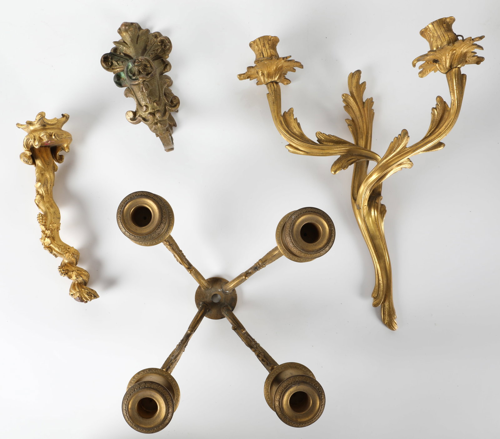 ORMOLU FRAGMENTS: Mostly sconce or candle related, various sizes, F-G