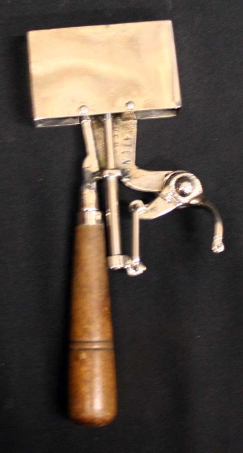RAUCH SYSTEM ICE CREAM SANDWICH PRESS: Wood handle; possibly re-plated; L-8 1/2", G-VG