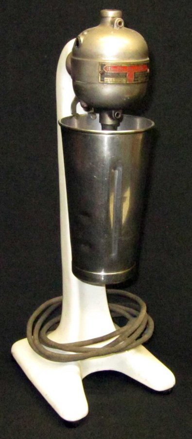 HAMILTON BEACH MIXER: No. 8, white porcelain; runs; cord frayed; wear; H-18", G