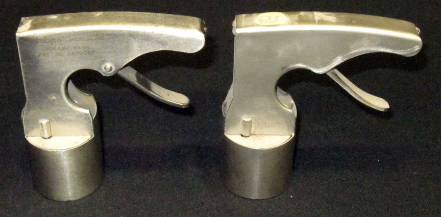 GUN-TYPE ICE CREAM PRESSES (2): (1) unmarked Prince Castle; (1) Profi-Dip of America, Inc.; original finish; L-5"; VG-EX