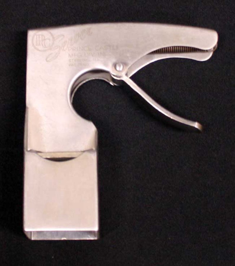 "P. C." ICE CREAM SERVER SQUARE GUN TYPE: Prince Castle Mfg. Div. Inc. #250; four air holes in plunger; original finish; L-6 1/2", EX