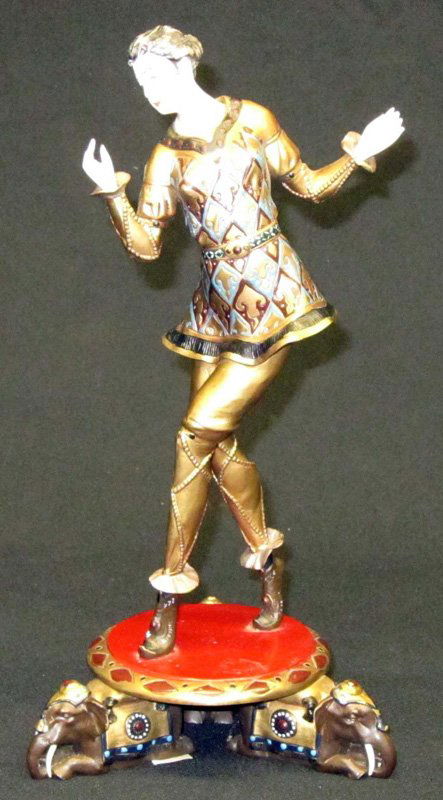 HANS KECK DANCER: Patinated metal with ivory hands and head; (1) loss to little finger; H-11 1/2", VG-EX