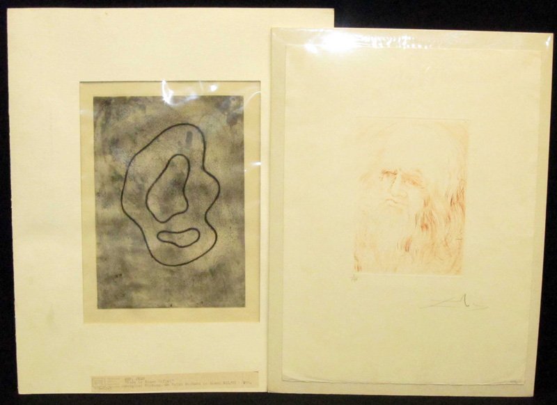 ETCHINGS (2): (1) Dali, (1) Jean Arp; largest 15" x 11", G-VG