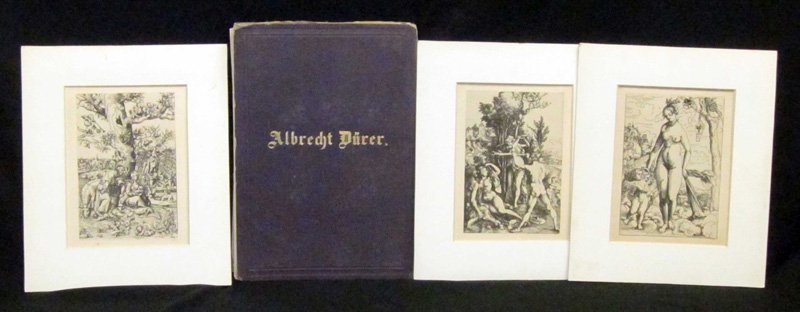 ALBRECHT DURER BOOK & PRINTS: (1) "Little Passion" C. Deis-Stuttgart, binding bad; (3) Separate prints; 12" x 9", G