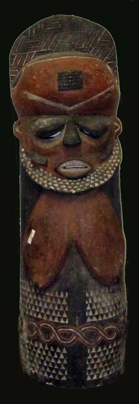 LARGE AFRICAN MASK PENDE - D.R.C.: Polychrome carved wood; bug damage overall; H-44", P-F