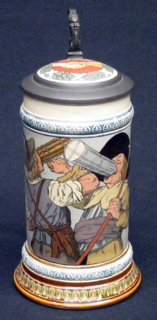 METTLACH STEIN: Ceramic #2639; 1/2 L, incised mark; H-8 7/8", VG-EX