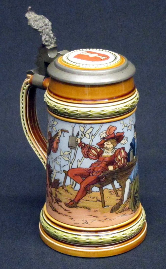 METTLACH STEIN: #1527, 1/2 L, incised mark; H-9", VG-EX