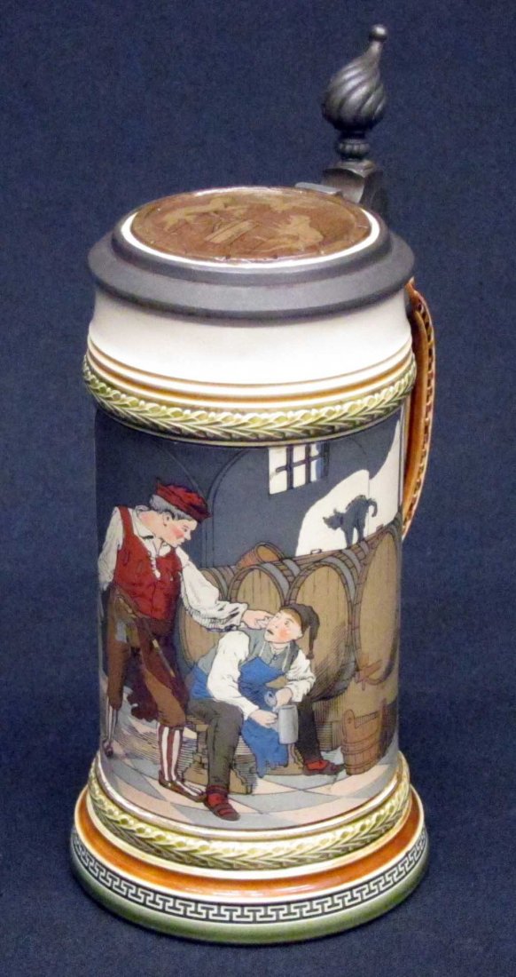 METTLACH STEIN: #2282, ceramic, 1/2 L, incised mark; H-9", EX
