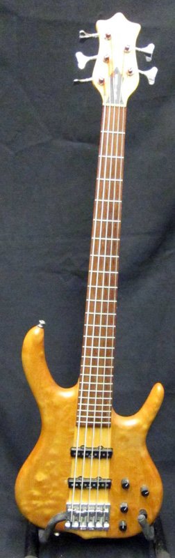 KEN SMITH ELECTRIC BASS GUITAR: Five string; solid wood body; together with Smith case; L-44 1/2", VG-EX