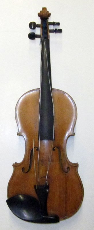 ANGELUS SOLANI VIOLIN: (2) Repaired checks on face; no bow; L-24", F