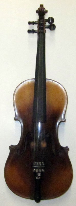 VIOLIN: Partial label, "Francesco â€¦â€¦Eriâ€¦"; no bow; normal wear; repaired check in face; L-24", F