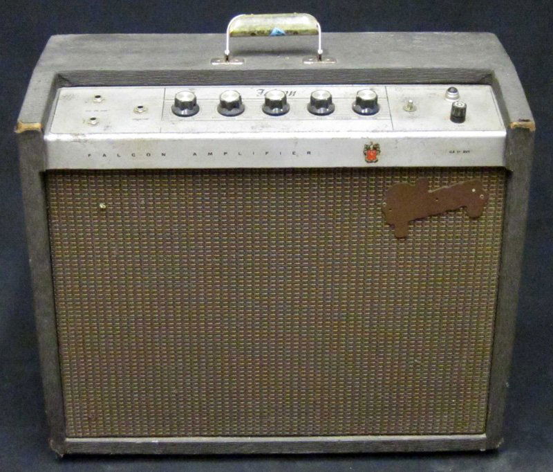 GIBSON FALCON TUBE AMP: GA19RVT; 110V - 50/60 cyc - 60 amp; untested; pitting and wear; missing emblem; L-22", P-F