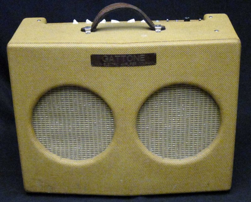 GATTONE TUBE AMP: Louis Electric Amplifier Co.; tweed case; 3 amp; untested; speakers appear replaced; L-23", G-VG