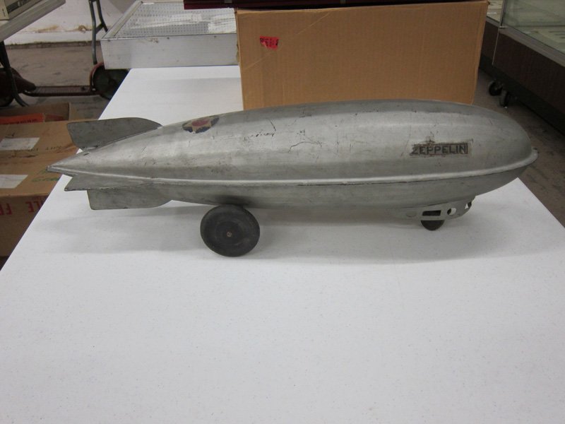 STEELCRAFT GRAF ZEPPELIN: Painted pressed steel; partial decals; scratches and wear; L-25", F-G