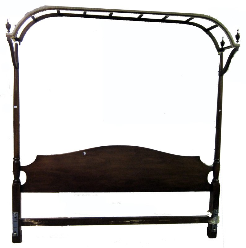 KITTINGER HALF TESTER BED: Headboard only; mahogany; turned post; wear on lower bed rail; H-84 1/2", W-80", VG