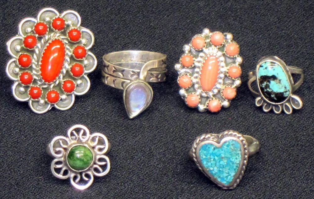 SOUTHWEST STERLING & SILVER RINGS (6) (1 of 1)
