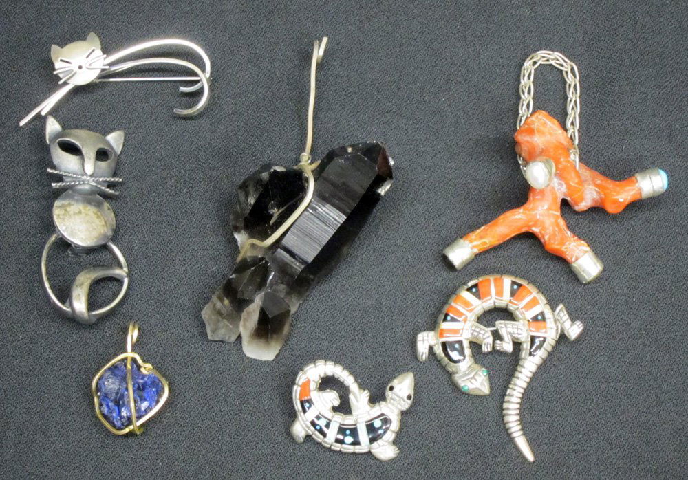 ASSORTED PINS & DROPS SILVER AND STERLING (7) (1 of 1)