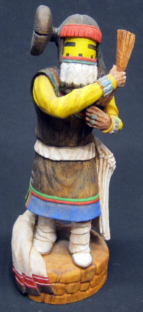 TOM HOLMES KACHINA: Hopi, painted wood; H-16", G-VG