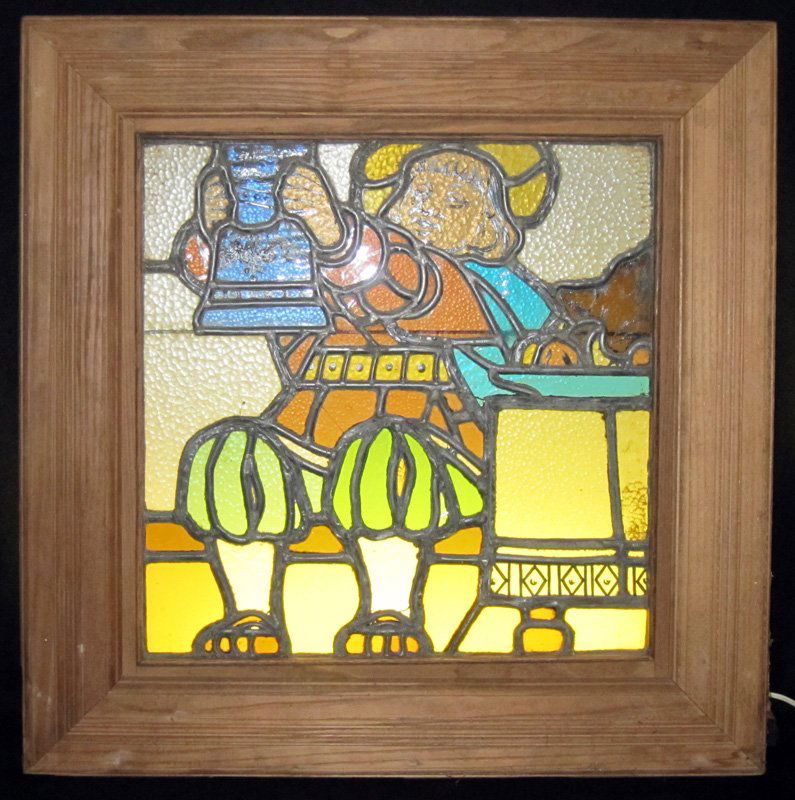 SET TAVERN SCENE STAINED GLASS PANELS (1 of 4)