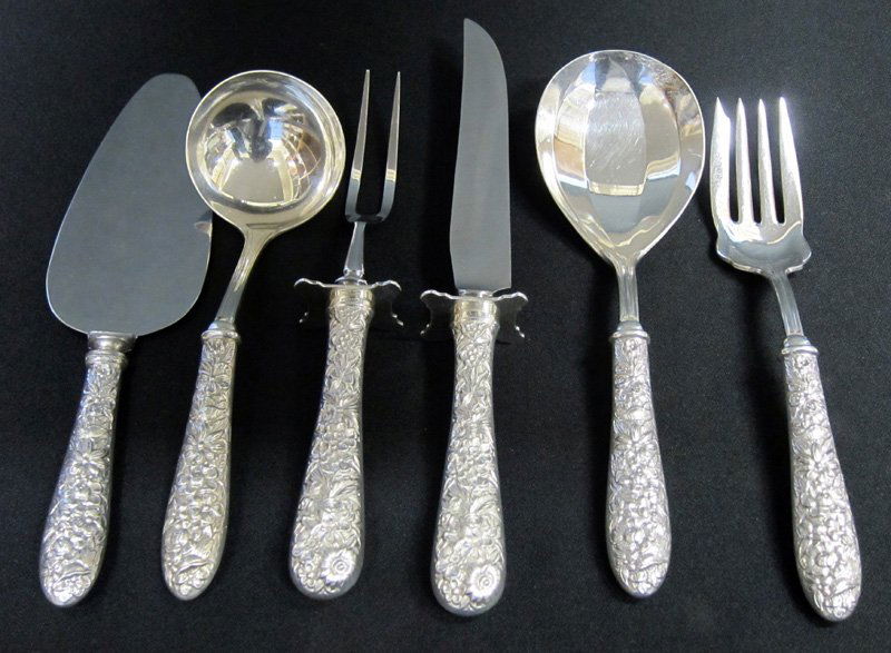 STERLING REPOUSSE SERVICE FLATWARE (6) (1 of 1)