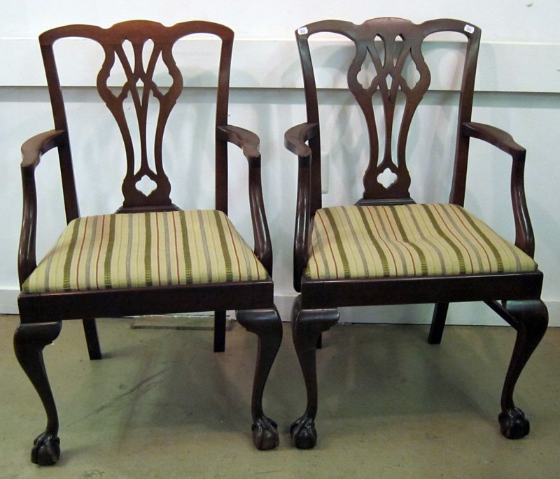 PAIR CHIPPENDALE STYLE ARM CHAIRS (1 of 1)