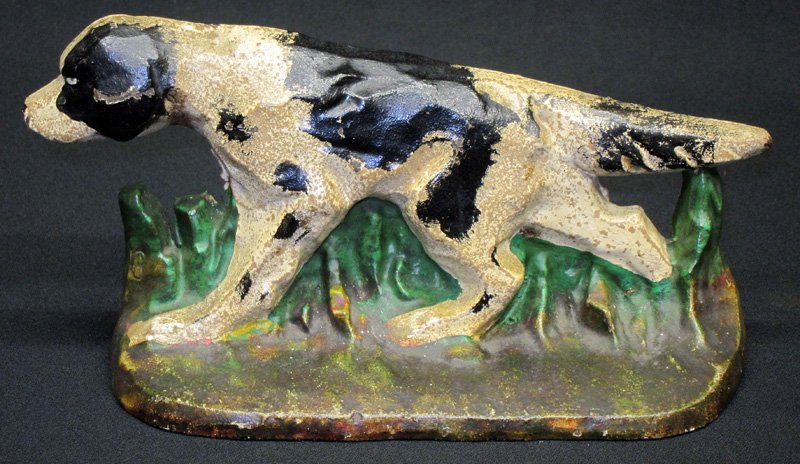 HUBLEY ENGLISH SETTER DOORSTOP: Painted cast iron; some wear; L-10 1/2", G-VG
