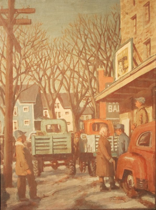 GERRIT SINCLAIR OIL ON PANEL: Theinsville Mill, signed lower right; very dirty; 16" x 12", G