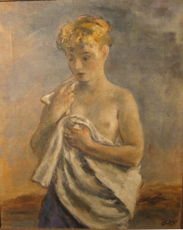 ROBERT PHILIPP OIL ON CANVAS: Half draped nude; signed lower right; 14 1/2" x 11 1/2", EX