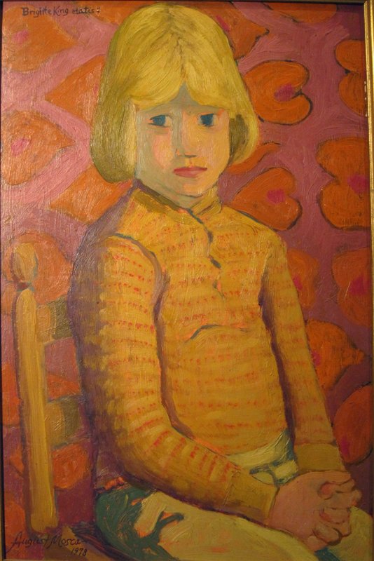 AUGUST MOSCA OIL ON BOARD PORTRAIT: Brigitte King Etatis 7, 1978; signed lower right; 15" x 10", EX