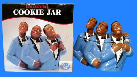 Black Americana SOUL TONES COOKIE JAR CLAY ART: Painted ceramic contemporary cookie jar; original box; Clay Art. NM, H-12",