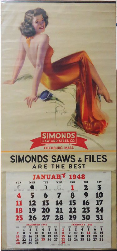 SIMONDS SAW & STEEL PIN-UP CALENDAR 1948 (1 of 1)