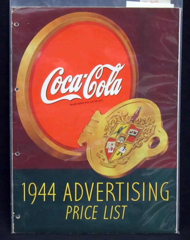 COCA-COLA ADVERTISING PRICE LIST 1944 (1 of 1)
