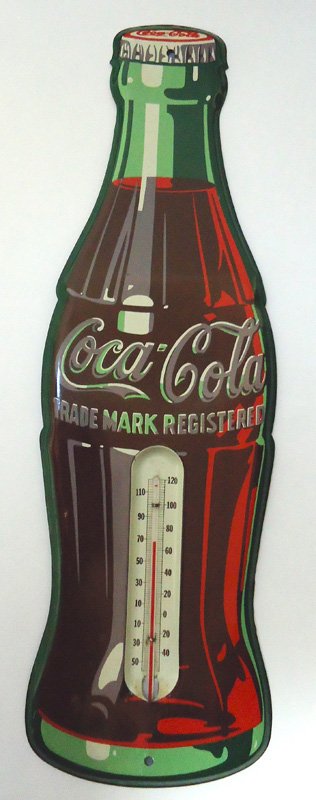 COCA-COLA BOTTLE THERMOMETER 1950'S (1 of 1)