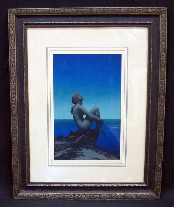 MAXFIELD PARRISH "STARS" PRINT: 1920, House of New York; small version; original frame; framed size: 14 5/8" x 13", EX